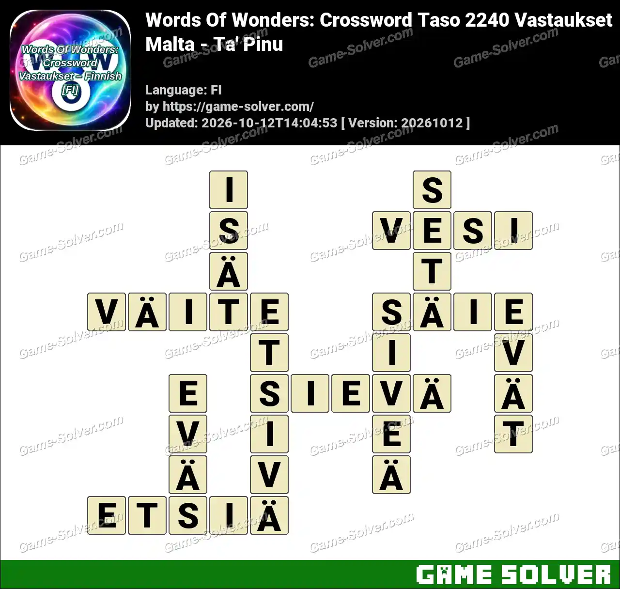 Words Of Wonders: Crossword Taso 2240 Vastaukset – Malta – Ta’ Pinu
